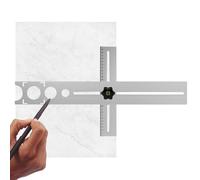Drilling Positioning Ruler | Stainless Steel Universal Measuring Gauge | Marble Punching Alignment Tool | Tile Wood Glass Floor Ceramic | Adjustable Drilling Guide Template