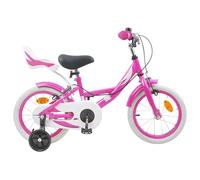 Drillkyn Bicicletta per bambini rosa chiaro con manubrio e sella regolabili per 2-4 anni, telaio in acciaio, parafanghi, campanello, freno a cerchione, per una guida sicura nella vita quotidiana e nel