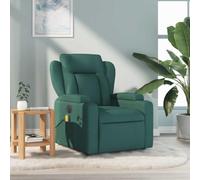 Drillkyn Poltrona massaggiante in tessuto verde scuro con massaggio vibrante a 6 punti, funzione reclinabile manuale, braccioli larghi, portabicchieri, tasca laterale, 77 x 94,5 x 100 cm