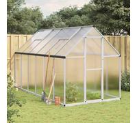 Drillkyn Serra con telaio di fondamenta in alluminio e policarbonato, argento, 334 x 169 x 195 cm, 5,64 m², resistente ai raggi UV, finestra di ventilazione, montaggio rapido per la cura del giardino