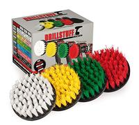 Drillstuff 4In 4 pezzi Soft, Medium e rigido per trapano Potenza Frattazzo per la pulizia di docce, vasche, bagni, mattonelle, Grout, Moquette, Pneumatici, Barche giallo, verde, rosso, bianco