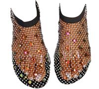 DRIMEE Carpe Basse Traforate Ballerine con Strass Casual Donna Estive Hollow Mesh Strass Sandali Ciabatte Mare Piatto Sandali da Spiaggia Leggero Mesh Calze Slip On,Black 2,US5/EU36