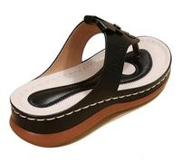 DRIMEE Ciabatte Donna Ortopediche Piscina Aperte Mare Ciabatte Tacco Basse Sandali Slip-On con Tacco Sandali Bohemia Casual Infradito Sughero Casa Mare Piscina,Nero,US9/EU41