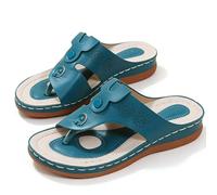 DRIMEE Comode Infradito estive con Zeppa Bassa da Passeggio Infradito con Zeppa Inferiore Sandali Scarpe Sandali con Plateau da Donna,Blu,US6/EU37