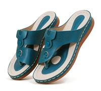 DRIMEE Infradito Donna Moda Ortopediche Estive Comode Supporto Arco Plantare Flip Flops Doccia Spiaggia Piscina Aperte Mare Leggere Ciabatte Antiscivolo Suole Zeppa,Blu,US7/EU38