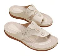 DRIMEE Infradito Donna Moda Ortopediche Estive Comode Supporto Arco Plantare Flip Flops Doccia Spiaggia Piscina Aperte Mare Leggere Ciabatte Antiscivolo Suole Zeppa,Beige,US11/EU43