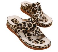 DRIMEE Infradito Donna Moda Ortopediche Estive Comode Supporto Arco Plantare Flip Flops Doccia Spiaggia Piscina Aperte Mare Leggere Ciabatte Antiscivolo Suole Zeppa,Leopard Print,US7/EU38
