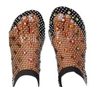 DRIMEE Sandali da Donna Sandali Estivi Scarpe Basse Boho Sandali con Strass a Rete Cava Scarpe Aperte Eleganti alla Moda con Punta Glitterata Scarpe da Spiaggia Casual,Black 2,US8/EU40
