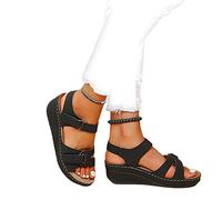 DRIMEE Sandali Donna Estive Tacco Zeppa Eleganti Comodi, Sandali Ortopedici da Donna, Scarpe Ortopediche, Sandali a Punta Aperta Ortopedici Premium Sandali Donna Estive Eleganti,Nero,US7.5/EU39
