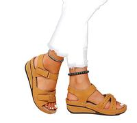 DRIMEE Sandali Donna Estive Tacco Zeppa Eleganti Comodi, Sandali Ortopedici da Donna, Scarpe Ortopediche, Sandali a Punta Aperta Ortopedici Premium Sandali Donna Estive Eleganti,Marrone,US7/EU38