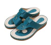 DRIMEE Sandali Ortesi Donna | Scarpe Ortopediche Slip On per Camminata | Sandali Infradito Piatti | Sandali Comfort per Donna Sandali Ortopedici Supporto per Arco Plantare,Blu,US6/EU37