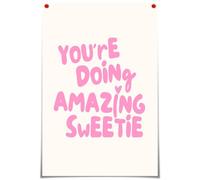 Drimiler You're Doing Amazing Sweetie Funky Pink Poster Inspirational Positive Affirmations Citazioni su tela Wall Art Preppy Stampe alla moda pittura per la casa camera da letto dormitorio