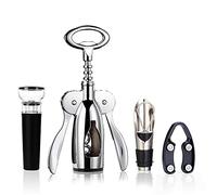 Drincarier Apribottiglie in acciaio inox per vino tappo in sughero, apribottiglie con taglierino Foil Cutter per vino (02 viti di sughero con tappo a vacuum stopper)