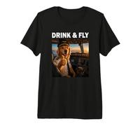 Drink And Fly Golden Retriever Pilota Maglietta Premium