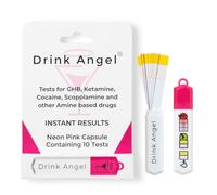 Drink Angel Spike Test Capsule Neon Pink Edition | Strisce reattive per bevande clinicamente testate | Approvato nel Regno Unito e conforme alla California | Capsula portachiavi con 10 test | Serate
