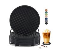 Drink Coasters Set with Holder, Silicone Coasters Tabletop Protection , Coasters for Drinks