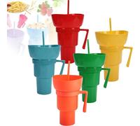 Drink Cup with Snack Bowl, Cup Bowl Combo with Straw Leak Proof, Stadium Tumbler with Snack Bowl, So You Can Sip and Snacks with One Hand, Anywhere You Go (MIX)