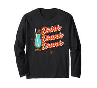 Drink Drank Drunk (Dichiarazione Divertente per Feste) (Grafica Cocktail) Maglia a Manica
