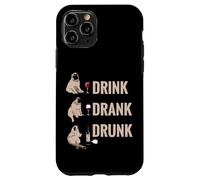 Drink Drank Drunk Pug Drinking Wine Meme Hilarious Custodia per iPhone 11 Pro