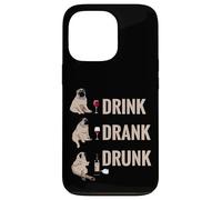 Drink Drank Drunk Pug Drinking Wine Meme Hilarious Custodia per iPhone 13 Pro