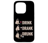 Drink Drank Drunk Pug Drinking Wine Meme Hilarious Custodia per iPhone 15 Pro