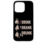 Drink Drank Drunk Pug Drinking Wine Meme Hilarious Custodia per iPhone 15 Pro Max
