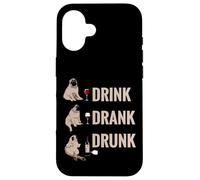 Drink Drank Drunk Pug Drinking Wine Meme Hilarious Custodia per iPhone 16