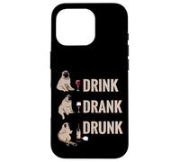 Drink Drank Drunk Pug Drinking Wine Meme Hilarious Custodia per iPhone 16 Pro