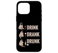 Drink Drank Drunk Pug Drinking Wine Meme Hilarious Custodia per iPhone 16 Pro Max