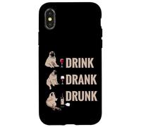 Drink Drank Drunk Pug Drinking Wine Meme Hilarious Custodia per iPhone X/XS