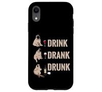 Drink Drank Drunk Pug Drinking Wine Meme Hilarious Custodia per iPhone XR