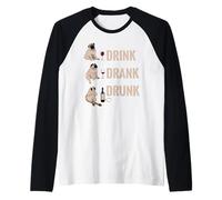 Drink Drank Drunk Pug Drinking Wine Meme Hilarious Maglia con Maniche Raglan