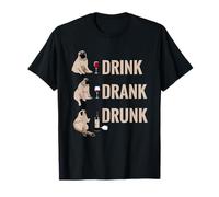 Drink Drank Drunk Pug Drinking Wine Meme Hilarious Maglietta