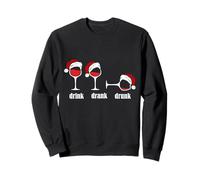 Drink Drank Drunk Wine Glasses Wine Lover Christmas Felpa