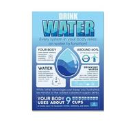 Drink More Water Hydration Poster Metal Sign for Classroom Office Break Room and Wellness Center Decor(Unframed,12X18inch(30X45cm))
