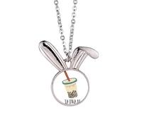 Drink Pearl lk tè Cibo Taiwan Coniglio Collana Ciondolo Bunny Animal Gioielli Regalo
