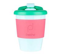 Drink Pod Tazza da caffè riutilizzabile da 340 ml, con labbro in gomma girevole, senza BPA, in plastica PLA - Laguna Rosa/Rosa