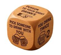 Drinking Game Dice - Engraved Wooden Six Sided Challenge Party Toy Set | Engraved Wooden Dice | ideal for Beer Party Games, Couples Drinking Challenge Activity Enhancing Night Gathering Fun Times