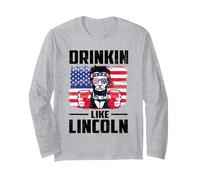 Drinking Like Lincoln Merica Flag Patriotic 4th of July Maglia a Manica