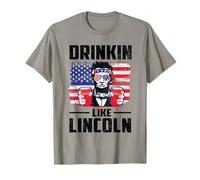 Drinking Like Lincoln Merica Flag Patriotic 4th of July Maglietta