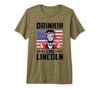 Drinking Like Lincoln Merica Flag Patriotic 4th of July Maglietta Premium