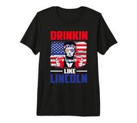 Drinking Like Lincoln Merica Flag Patriotic 4th of July Maglietta Premium