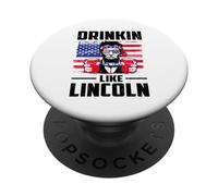 Drinking Like Lincoln Merica Flag Patriotic 4th of July PopSockets PopGrip Adesivo