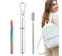 Drinking Straws - Metal Straw Set with Case | Cleaning Brush Keychain for Travel, Home, Office, Business, Cruise Ship Adventures, and Eco Friendly Drinking Solutions