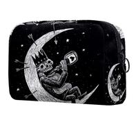 Drinking Wine Dead Skeleton King on Moon Beauty case da donna, borsa da viaggio per articoli da toeletta grandi, pratica borsa organizer con cerniera, Multi, 18.5x7.5x13cm/7.3x3x5.1in, Beauty case