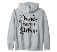Drinks Well with Others Womens Funny Drinking Friends Drunk Felpa con Cappuccio