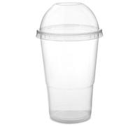 Drinkstuff - Confezione di 100 bicchieri con coperchio a cupola, ideale per smoothie, milkshake ed altri, 300 ml