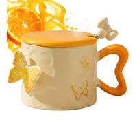 Drinkware 12 oz con coperchio del manico per una piccola di tè, di caffè farfalla | Materiali sostenibili ceramica di amica di primavera Maman Festa della mamma