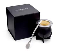 Mate de Calabaza - Yerba Mate Set - Zucca tradizionale - Tazza - Mate de Argentina - Artigianale - Tè - Pelle -Cucina - Calabaza - Calabash - Cuia - Bombilla (Nero - Camionero Uruguayo - Calabaza)