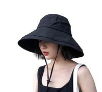 DRIONO Cappello a tesa larga - UPF50+ protezione da viaggio spiaggia cappello da sole con orlo pieghevole semi-rigido regolabile nero